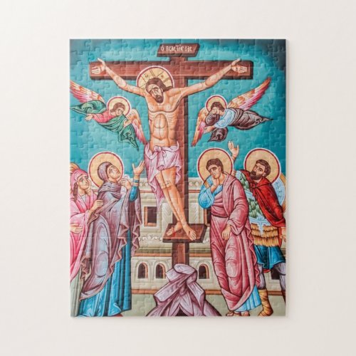 Crucifixion Jesus Christ Orthodox Christian Icon Jigsaw Puzzle