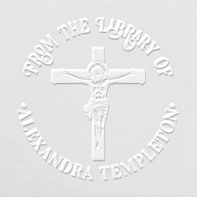 Crucifixion Jesus on Cross Library Book Name #1P Embosser (Design)