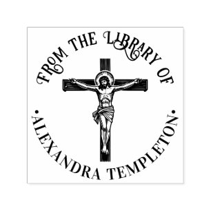 Crucifixion Jesus on Cross Library Book Name #1P Self-inking Stamp