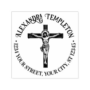Crucifixion Jesus on Cross Name Return Address #1P Self-inking Stamp