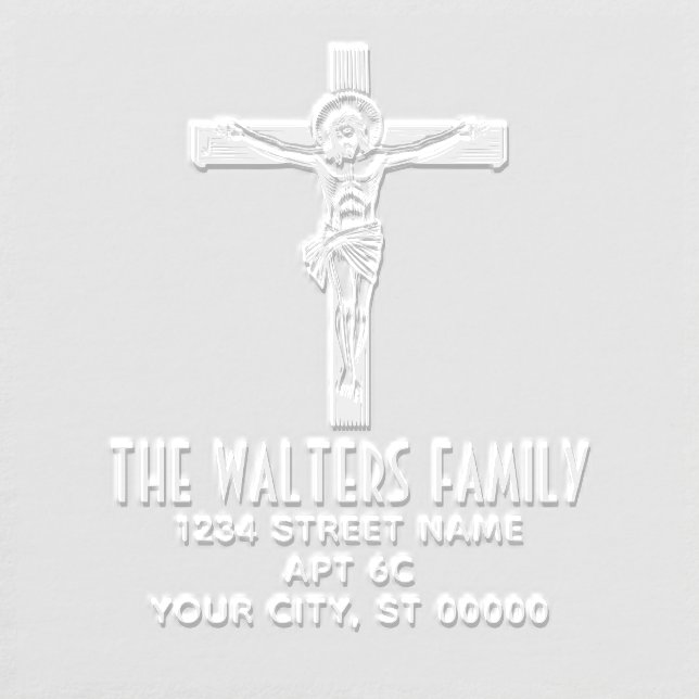 Crucifixion Jesus on the Cross Name Ret Address Embosser (Design)