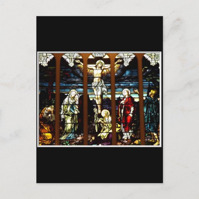 Crucifixion - Jesus on The Cross (Stained Glass) Postcard (Front)