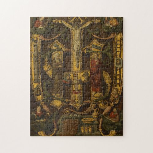 Crucifixion Jesus religious Vintage Medieval art Jigsaw Puzzle