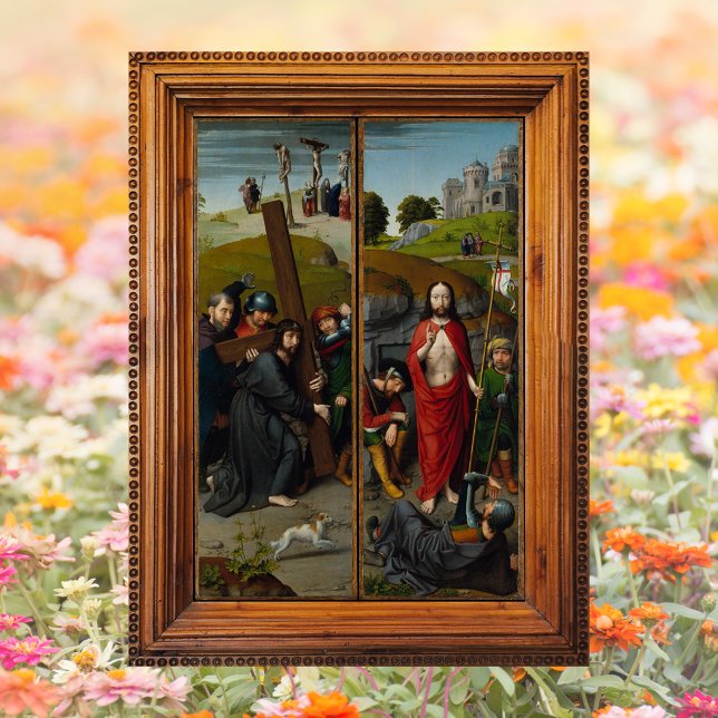 Crucifixion Lent Resurrection Jesus Christ Easter Poster (Religious Christian Catholic Crucifixion Lent Resurrection Jesus Christ is risen Easter Poster)