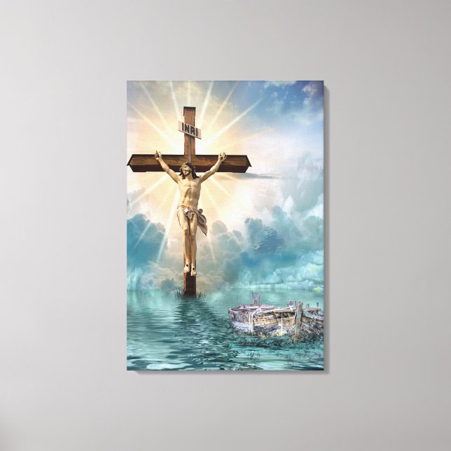Crucifixion of Jesus and Noah's Arc Canvas Print (Front)