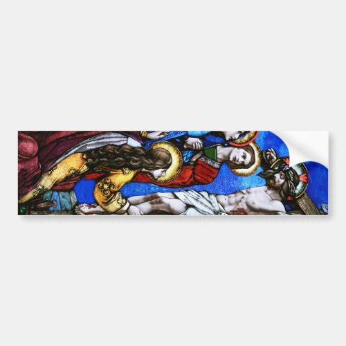 Crucifixion of Jesus Christ Stained Glass Art Bumper Sticker