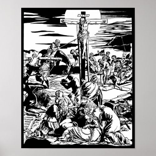Crucifixion of Jesus Christ Vintage Art Print Poster