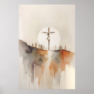 Crucifixion Of Jesus Passion Of Christ Watercolor Poster