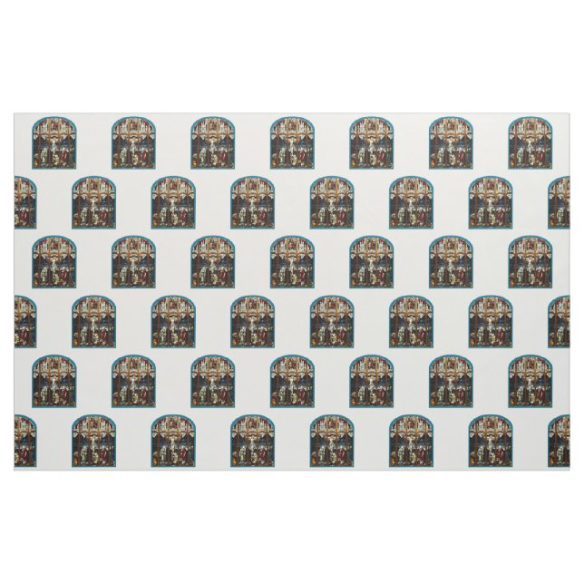 Crucifixion of Jesus Stained Glass Window Fabric (Fat Quarter)