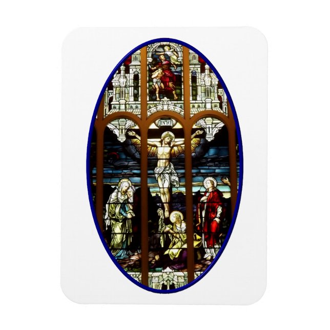 Crucifixion of Jesus stained glass window Magnet (Vertical)