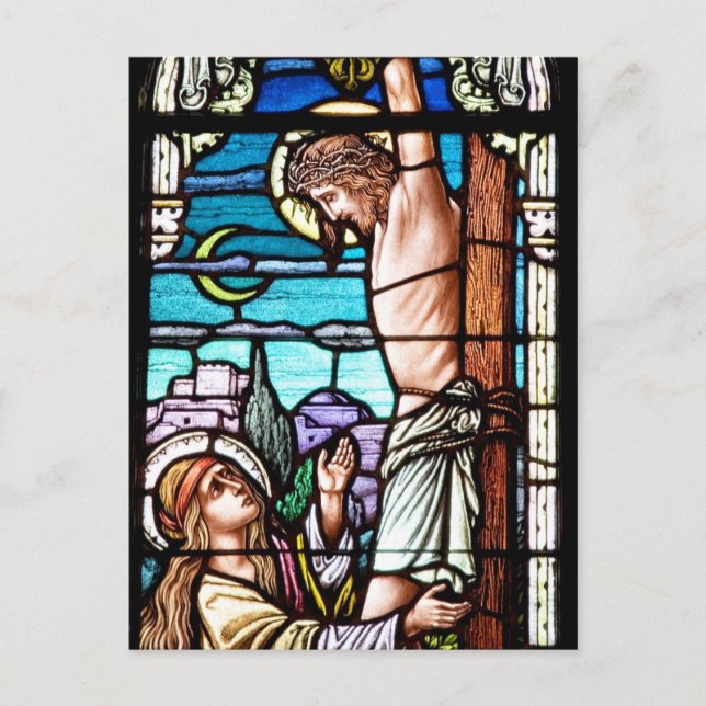 Crucifixion of Jesus - Stained glass window Postcard (Front)
