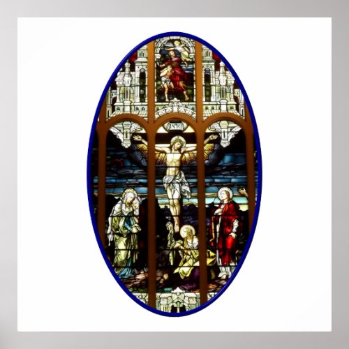Crucifixion of Jesus stained glass window Poster