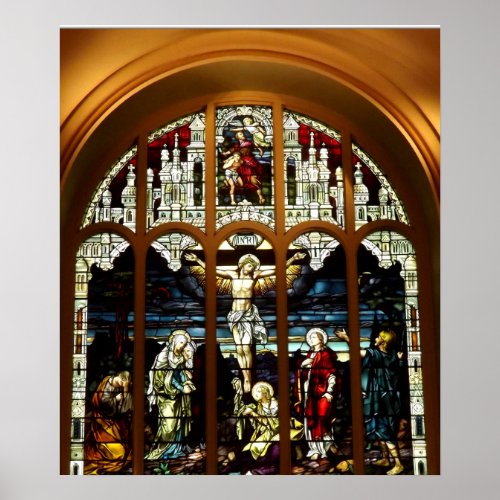 Crucifixion of Jesus Stained Glass Window Poster