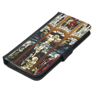 Crucifixion of Jesus Stained Glass Window Wallet Phone Case For Samsung Galaxy S5