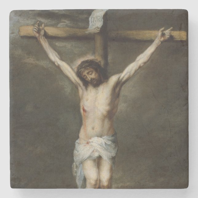 Crucifixion of Jesus Stone Coaster (Front)