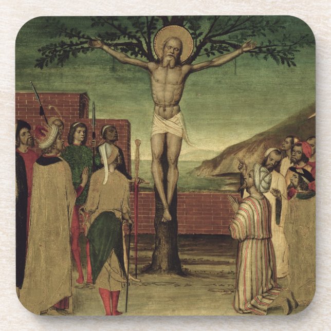 Crucifixion of St. Andrew Beverage Coaster (Front)