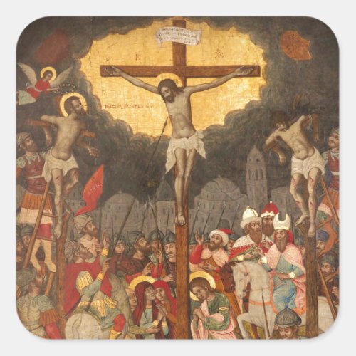 Crucifixion  Scene 1711 Square Sticker
