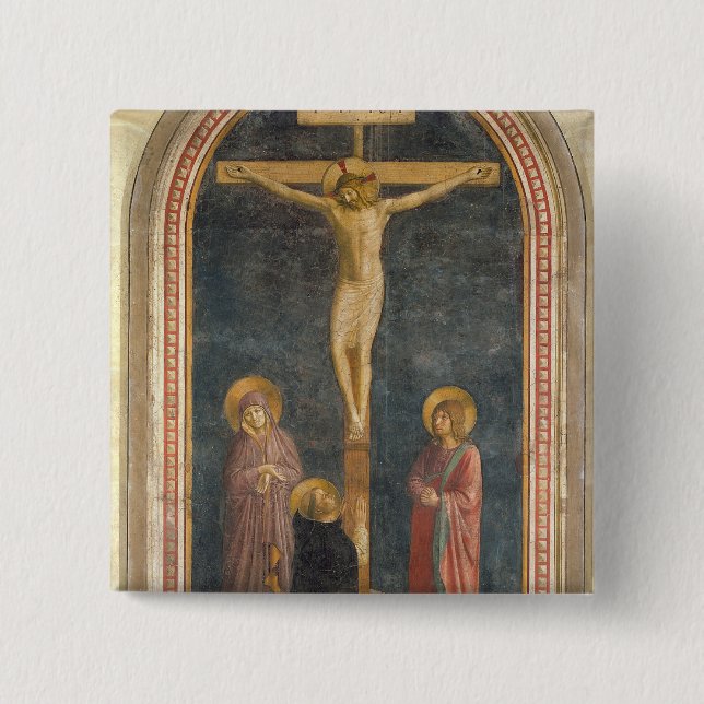Crucifixion with the Virgin, SS. John the Evangeli Pinback Button (Front)