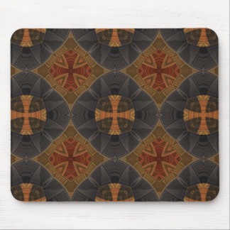 Cruciform Geometric Pattern Blue and Red Mouse Pad