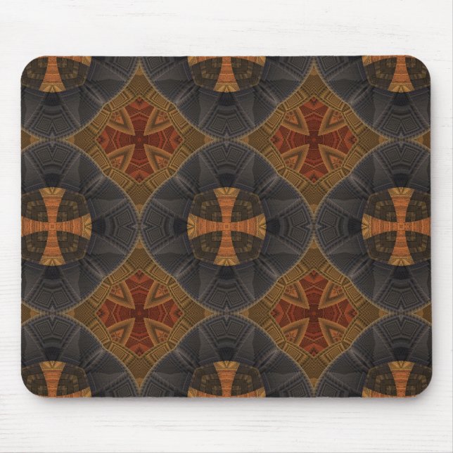 Cruciform Geometric Pattern Blue and Red Mouse Pad (Front)