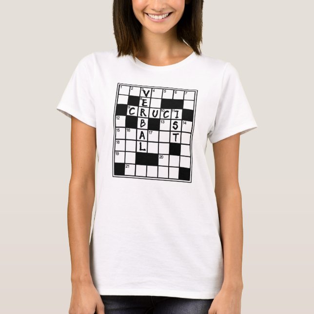 CRUCIVERBALIST Crossword Puzzle Lover T-Shirt (Front)