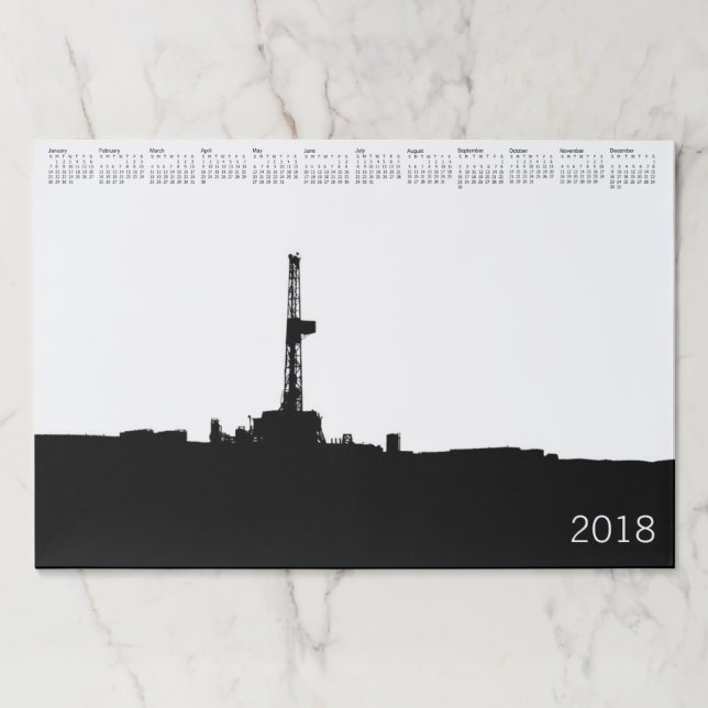 Crude Oil Drilling Rig and 12 Month Calendar Paper Pad (Front)