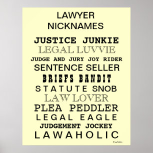 Cruel Lawyer Names Funny Lawyer Nicknames Poster