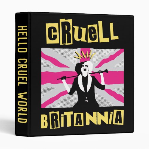 Cruella  Cruell Britannia Flag Pop Art 3 Ring Binder