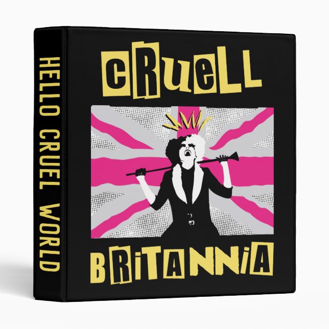 Cruella | Cruell Britannia Flag Pop Art 3 Ring Binder (Front/Spine)
