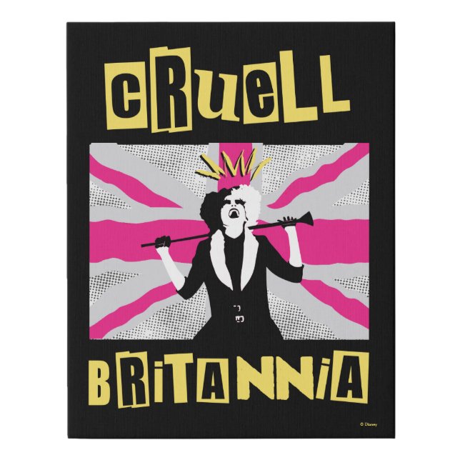 Cruella | Cruell Britannia Flag Pop Art Faux Canvas Print (Front)