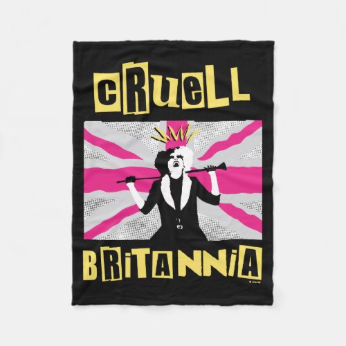 Cruella  Cruell Britannia Flag Pop Art Fleece Blanket
