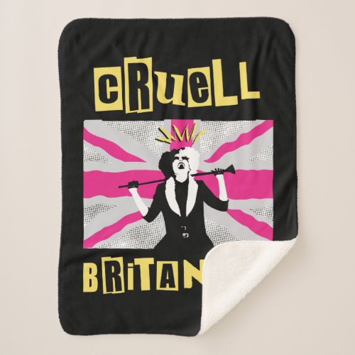 Cruella  Cruell Britannia Flag Pop Art Sherpa Blanket