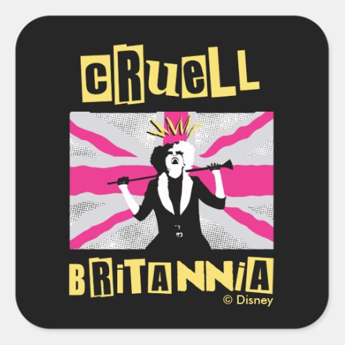 Cruella  Cruell Britannia Flag Pop Art Square Sticker