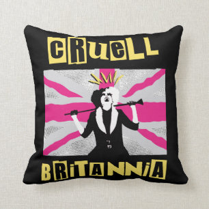 Cruella Cruell Britannia Flag Pop Art Throw Pillow