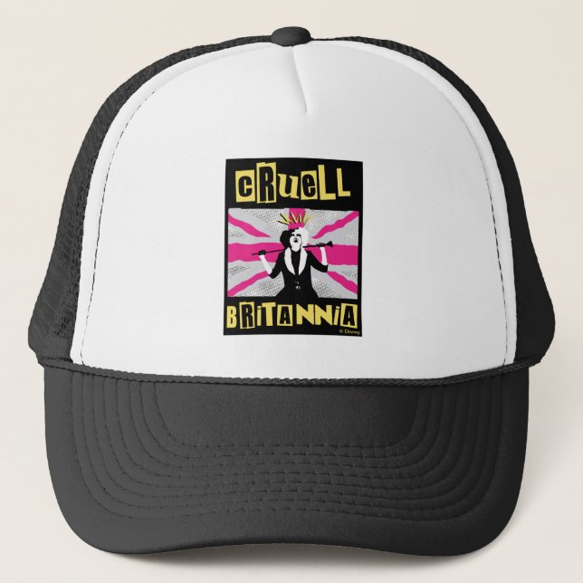 Cruella | Cruell Britannia Flag Pop Art Trucker Hat (Front)