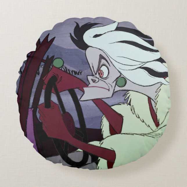 Cruella De Vil | Driving Round Pillow (Front)