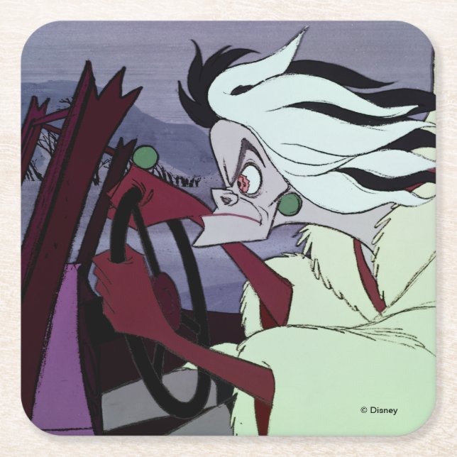 Cruella De Vil | Driving Square Paper Coaster (Front)