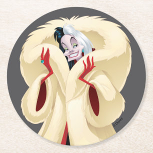 Cruella De Vil   Fashionable Fur Round Paper Coaster