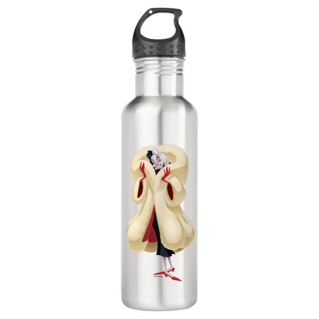 Cruella De Vil | Fashionable Fur Stainless Steel Water Bottle (Front)