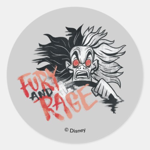 Cruella De Vil  Fury and Rage Classic Round Sticker