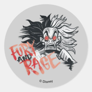 Cruella De Vil   Fury and Rage Classic Round Sticker