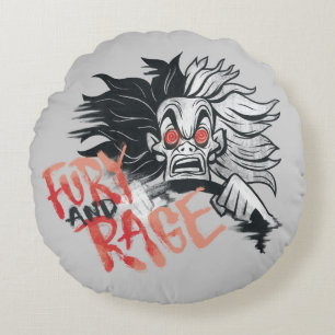 Cruella De Vil   Fury and Rage Round Pillow