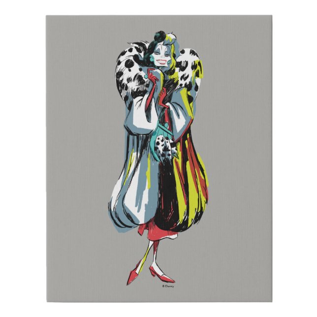 Cruella De Vil | In Her Furs Faux Canvas Print (Front)