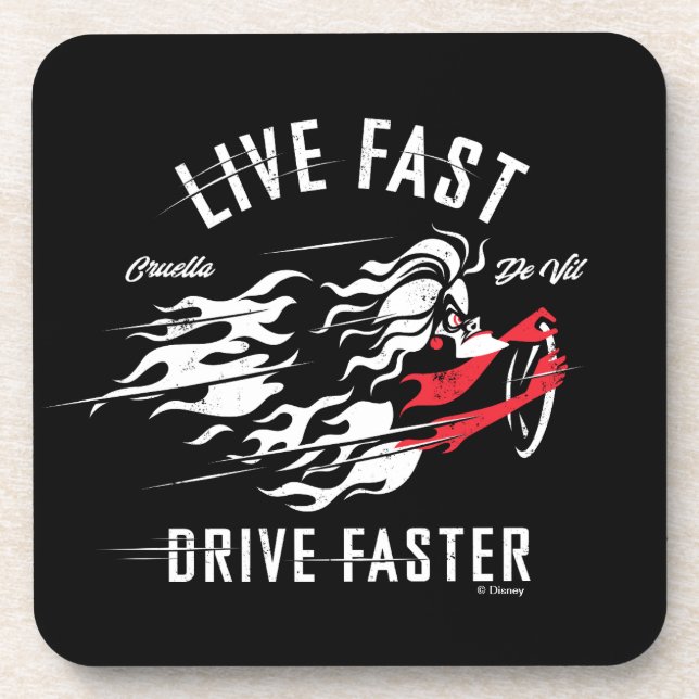 Cruella De Vil | Live Fast Drive Faster Beverage Coaster (Front)