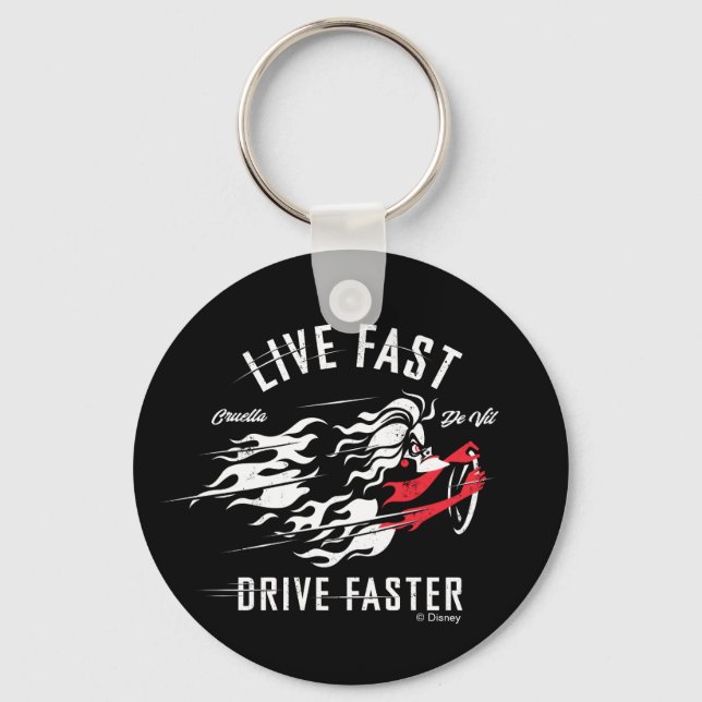 Cruella De Vil | Live Fast Drive Faster Keychain (Front)