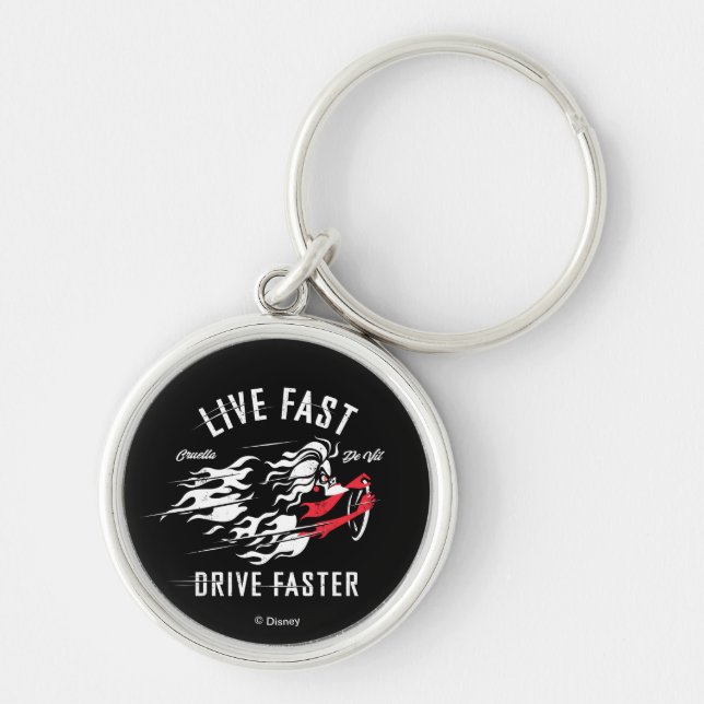 Cruella De Vil | Live Fast Drive Faster Keychain (Front)