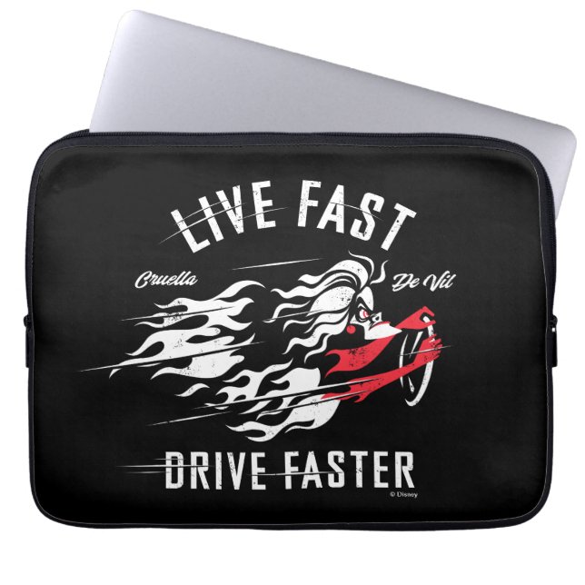 Cruella De Vil | Live Fast Drive Faster Laptop Sleeve (Front)