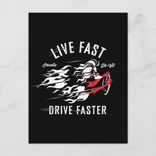 Cruella De Vil  Live Fast Drive Faster Postcard