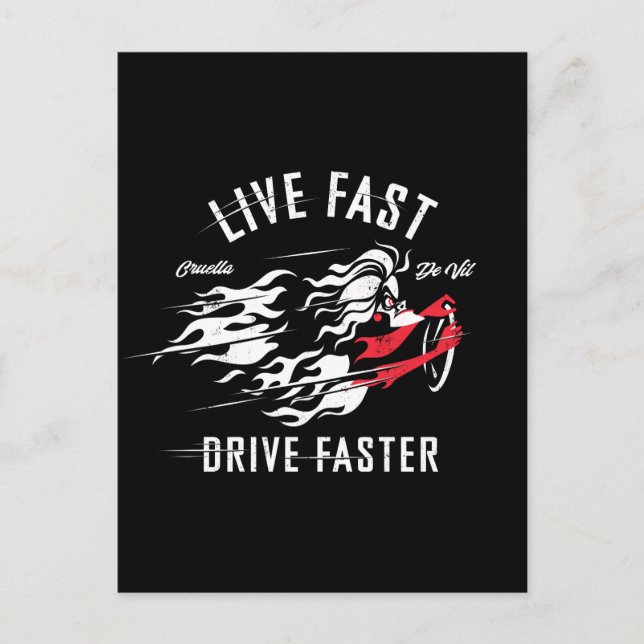 Cruella De Vil | Live Fast Drive Faster Postcard (Front)