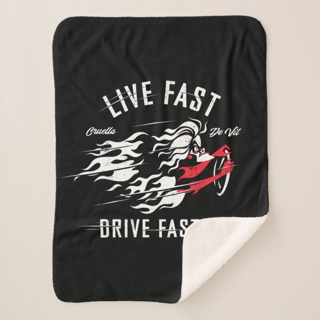 Cruella De Vil | Live Fast Drive Faster Sherpa Blanket (Front)